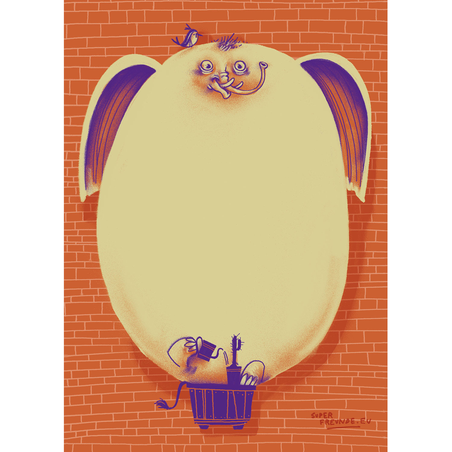 Notizblock, Der Elefant auf dem Balkon,  A6 50 Blatt