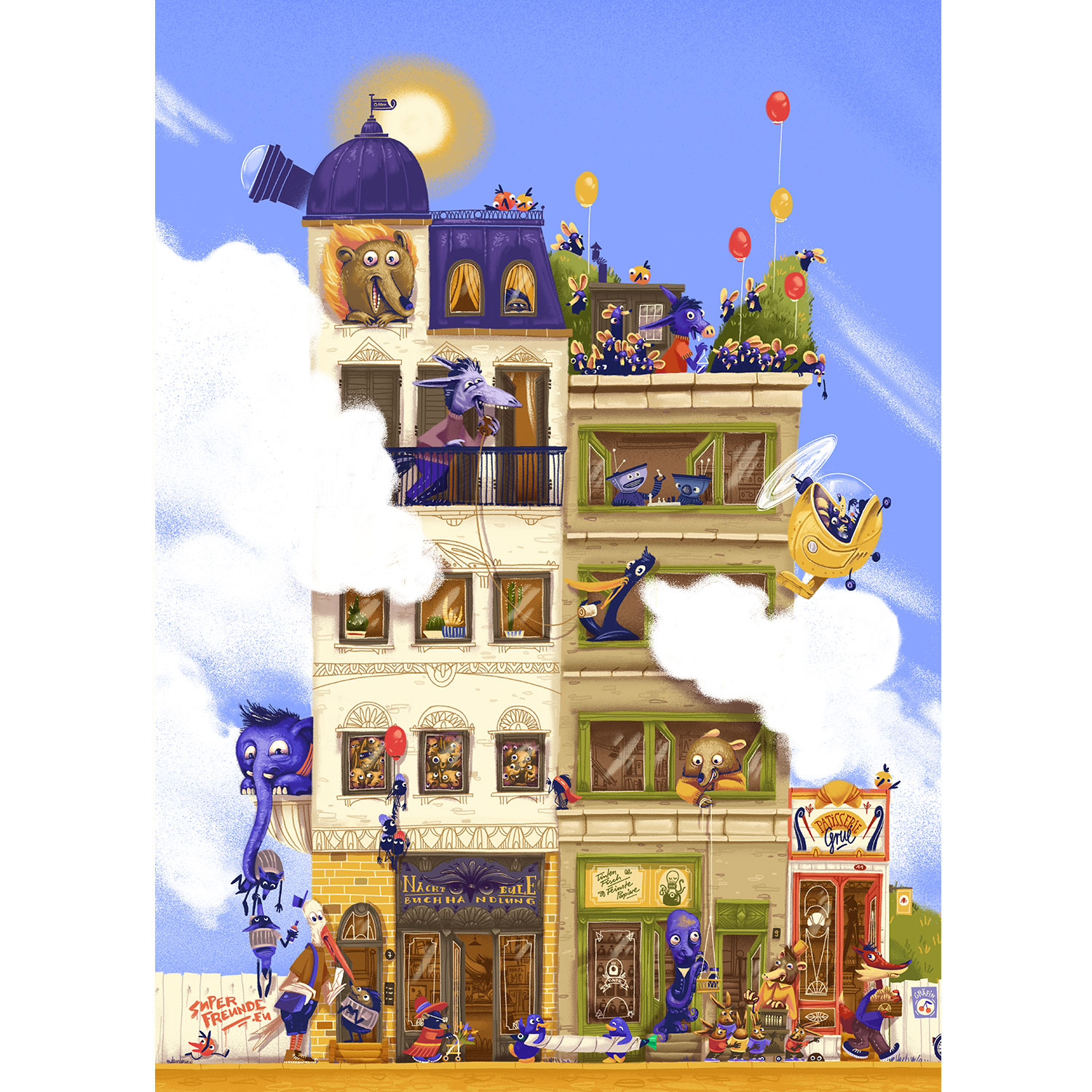 Flora Famosa-Wohnhaus, Plakat A3