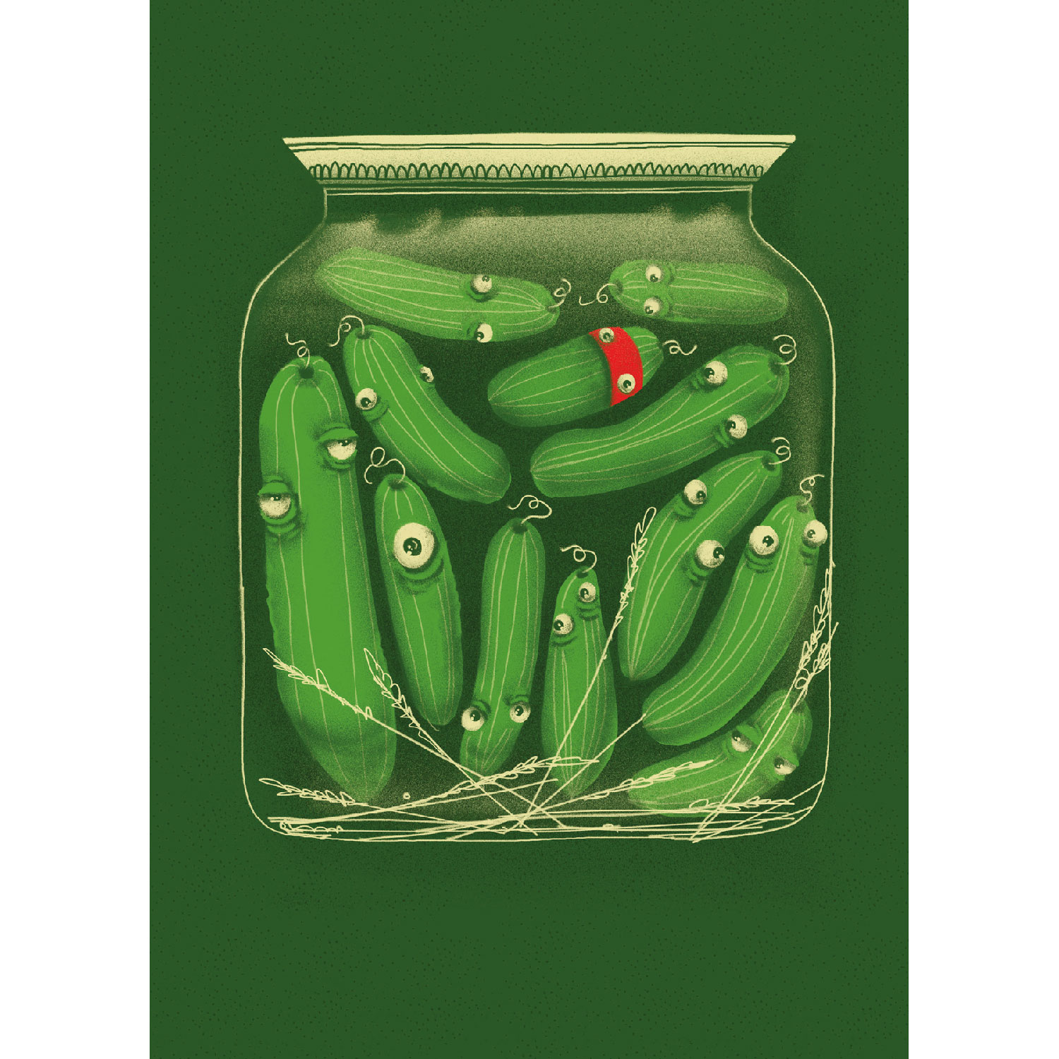 Gurken im Glas, Postkarte Gurken im Glas, Postkarte