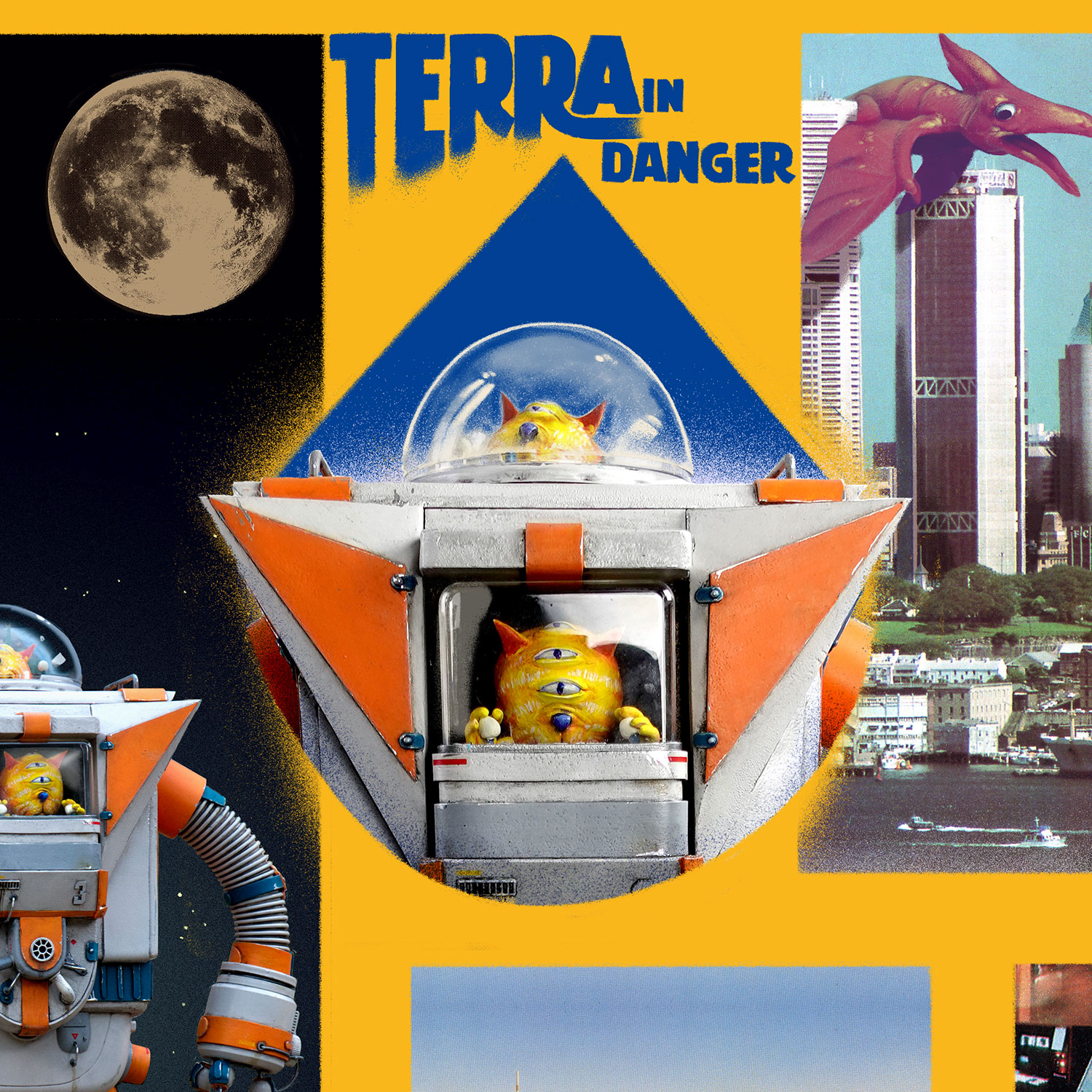 Space Cats and Mighty Super Bot 3000fx - Terra in Danger , Plakat A3