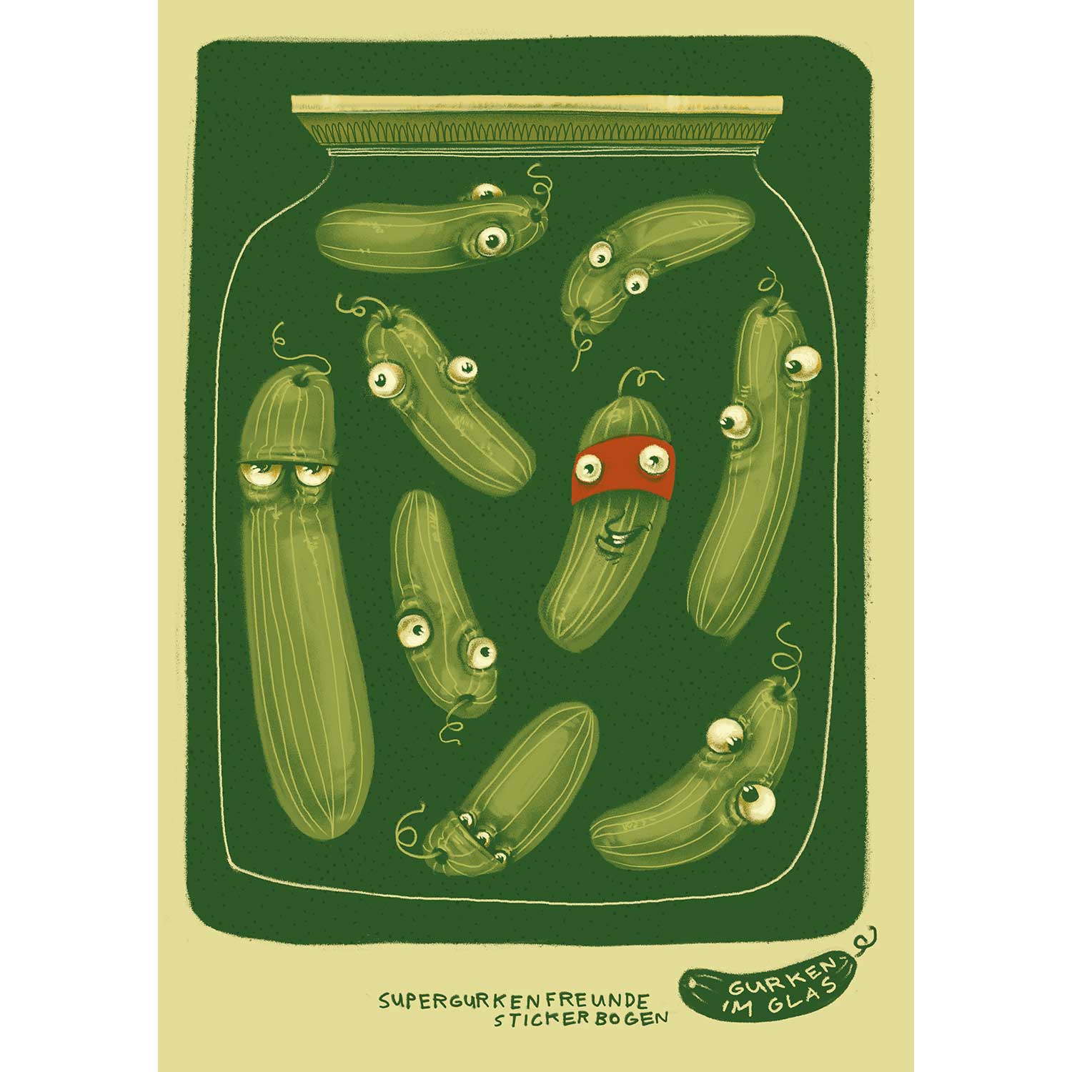 Cucumbers in glass sticker sheet